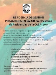 RESIDENCIA DE GESTIÓN PEDAGÓGICA EN SALUD en el